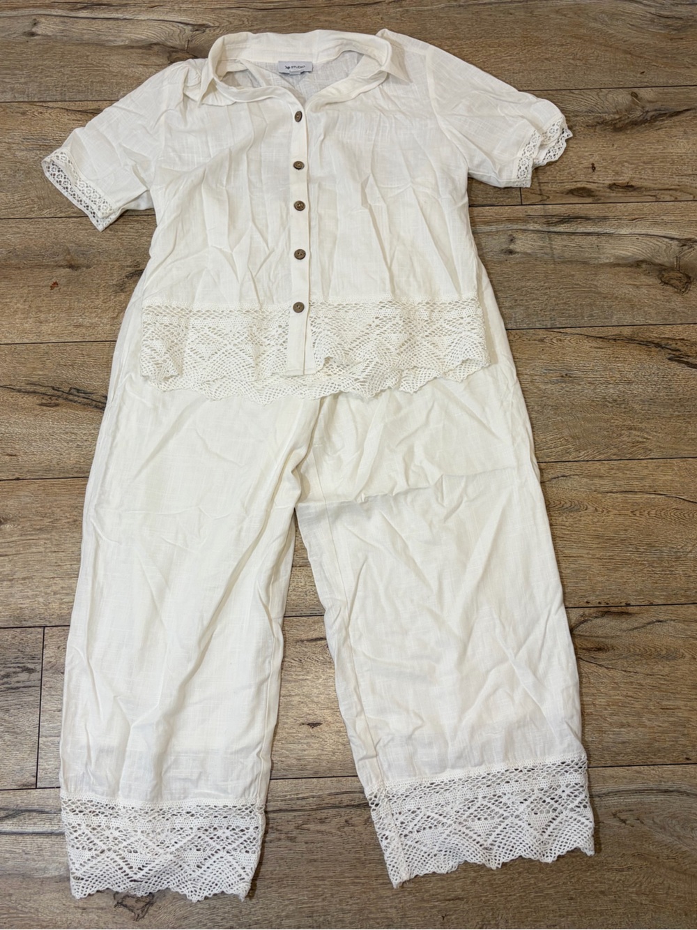 AB Studio Cream Short-Sleeve Button-Front Set - Picture 3 of 8